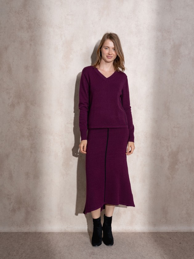 Camisola de malha com risca lateral