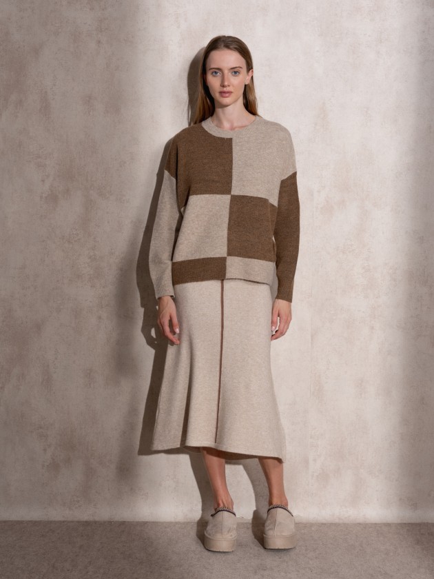 Checkered knit sweater