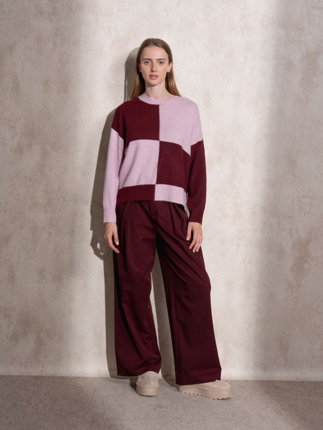 Checkered knit sweater