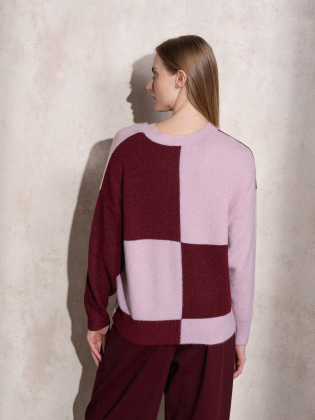 Checkered knit sweater