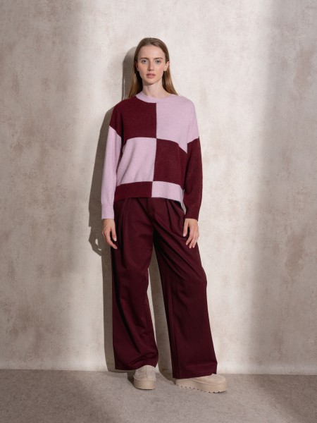 Checkered knit sweater