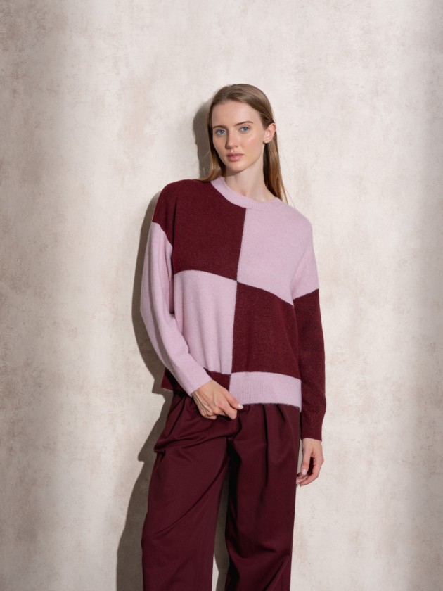 Checkered knit sweater
