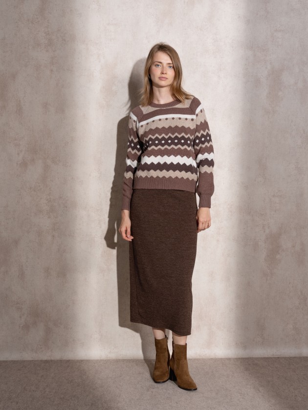 Camisola de malha jaquard