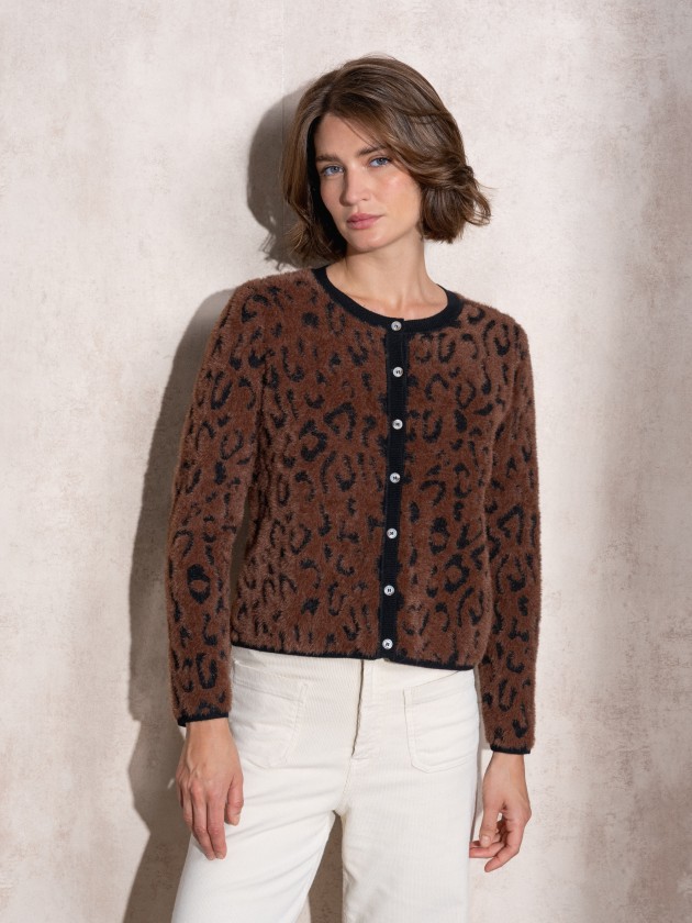 Manteau en tricot  imprim animalier