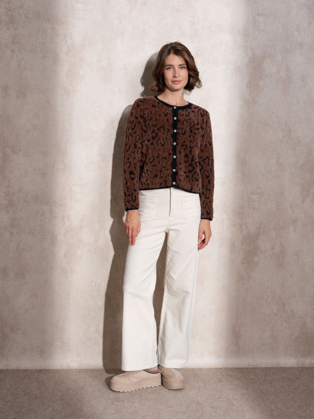 Manteau en tricot  imprim animalier