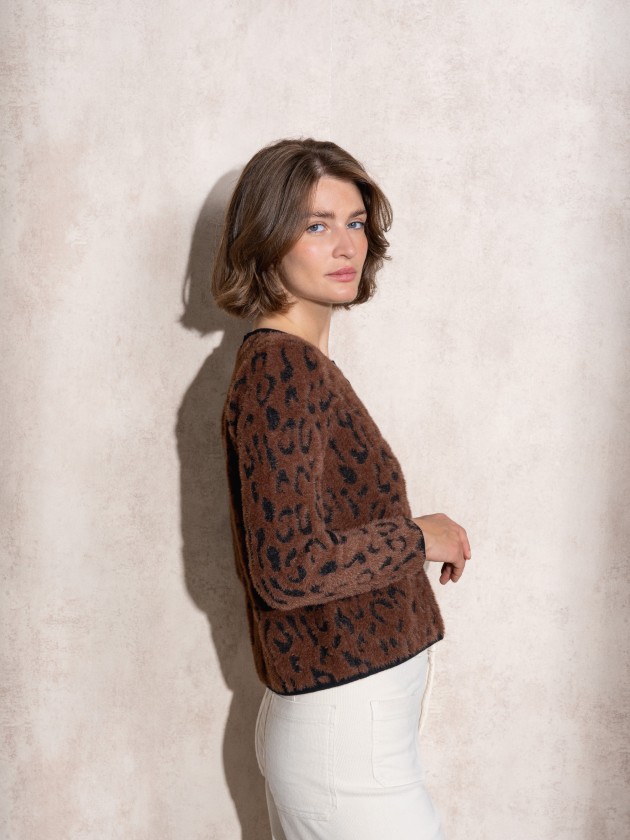Manteau en tricot  imprim animalier