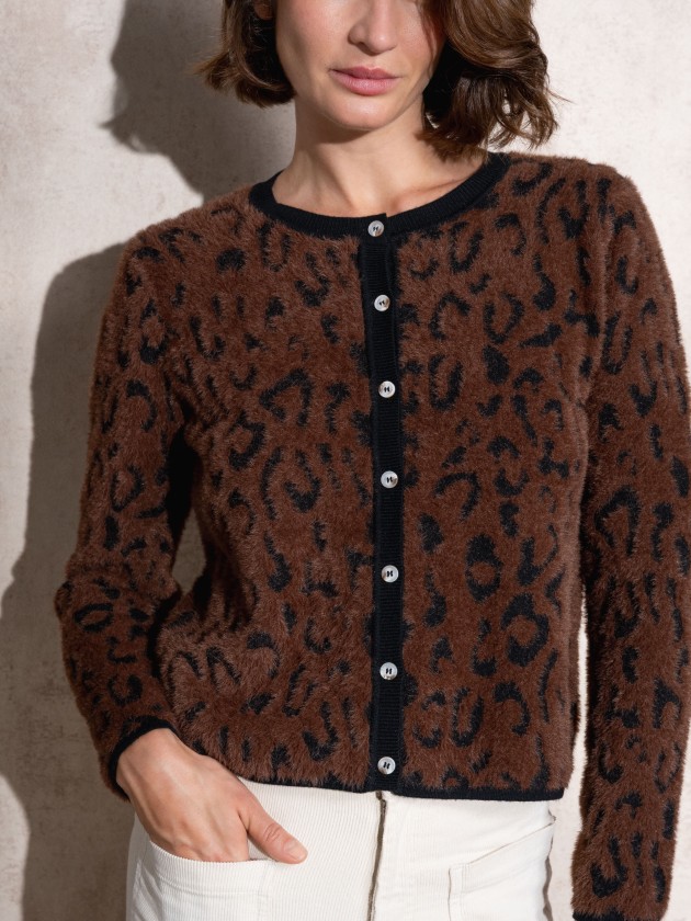 Manteau en tricot  imprim animalier