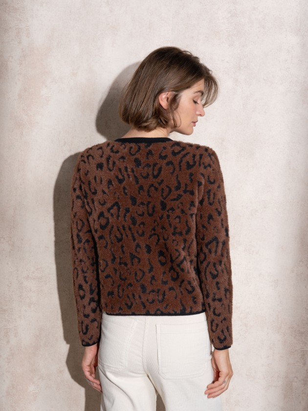Manteau en tricot  imprim animalier