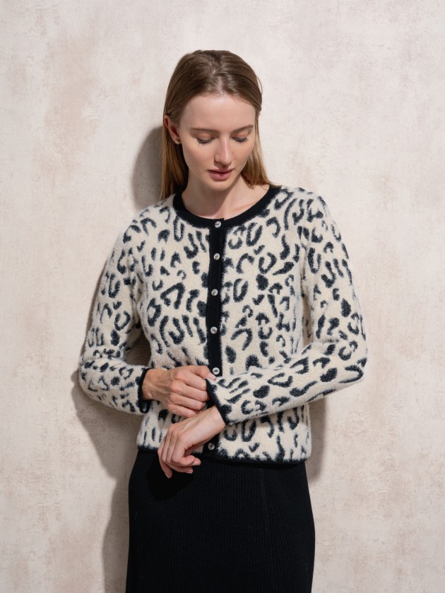 Manteau en tricot  imprim animalier
