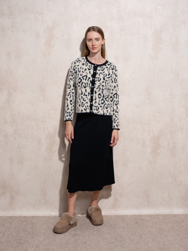 Manteau en tricot  imprim animalier