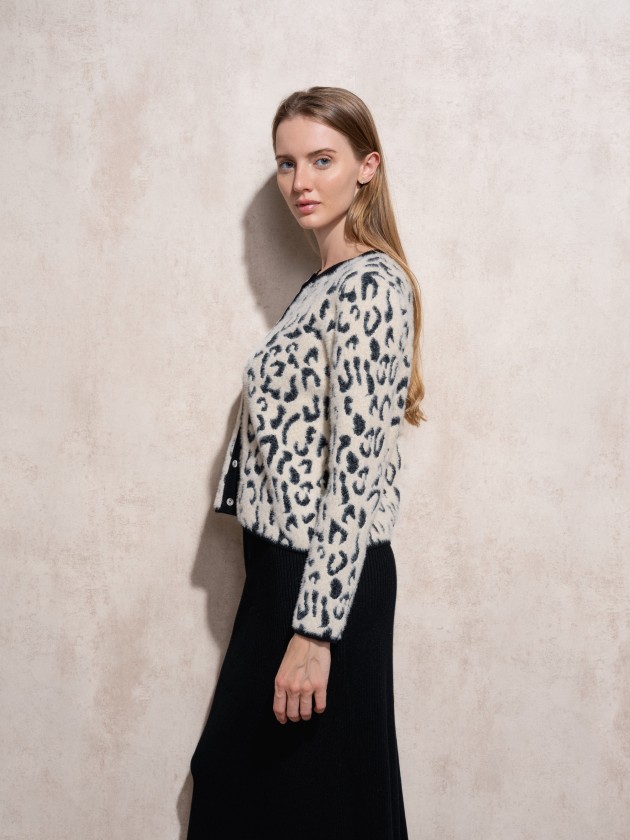Manteau en tricot  imprim animalier