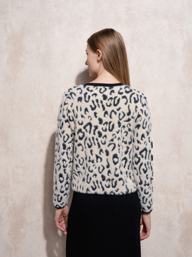 Manteau en tricot  imprim animalier