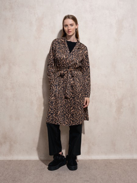 Trench coat com estampa animal