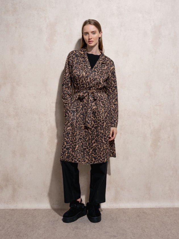 Trench coat com estampa animal