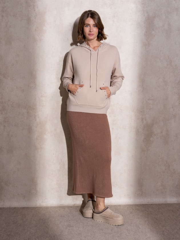 Eyelet knit sweatshirt