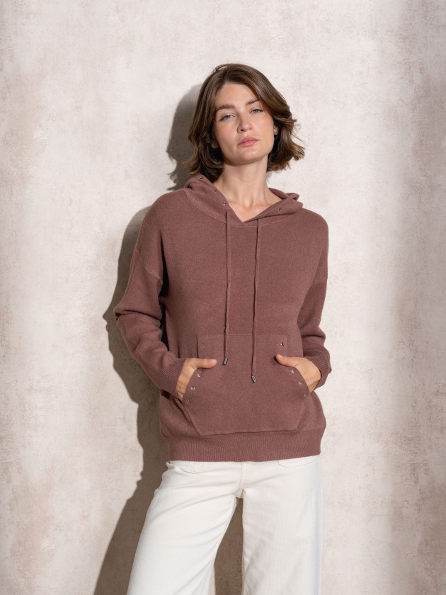 Eyelet knit sweatshirt