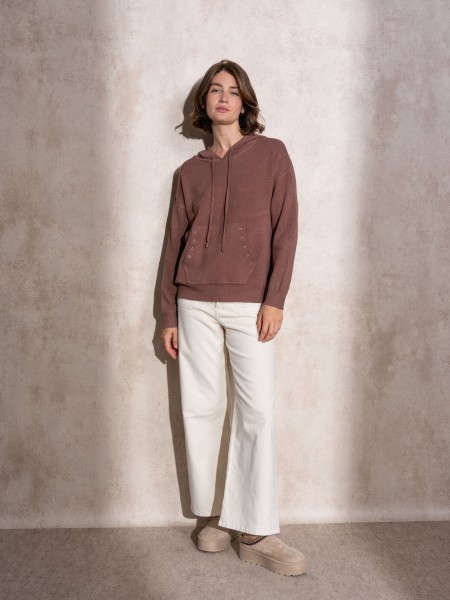 Eyelet knit sweatshirt