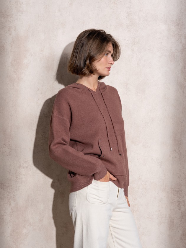 Eyelet knit sweatshirt