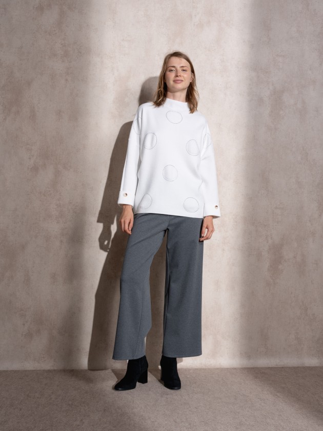 Camisola de malha com botes no punho