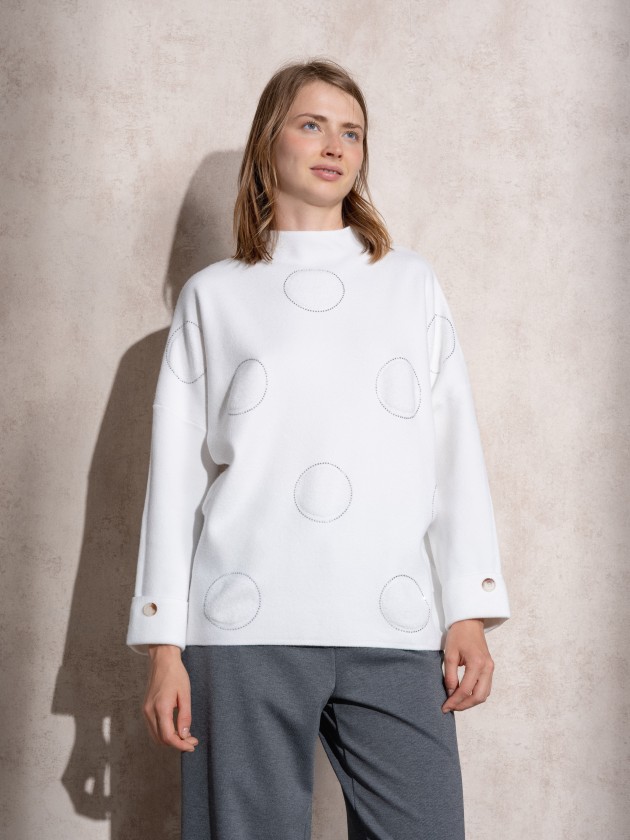 Camisola de malha com botes no punho