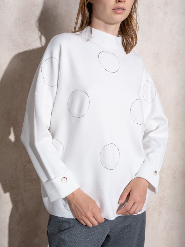 Camisola de malha com botes no punho