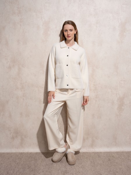 Short coat with fur effect
