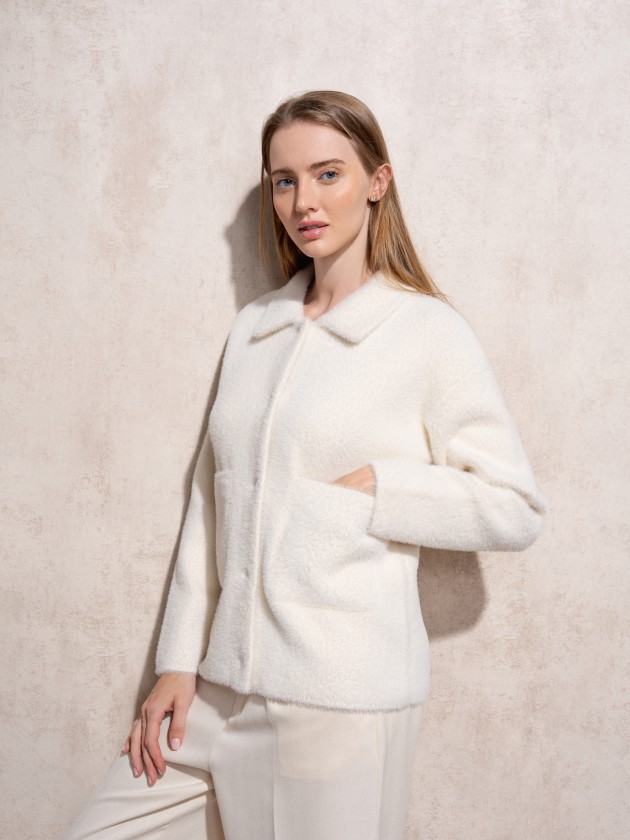 Short coat with fur effect