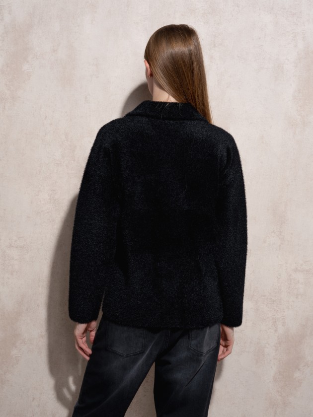 Short coat with fur effect