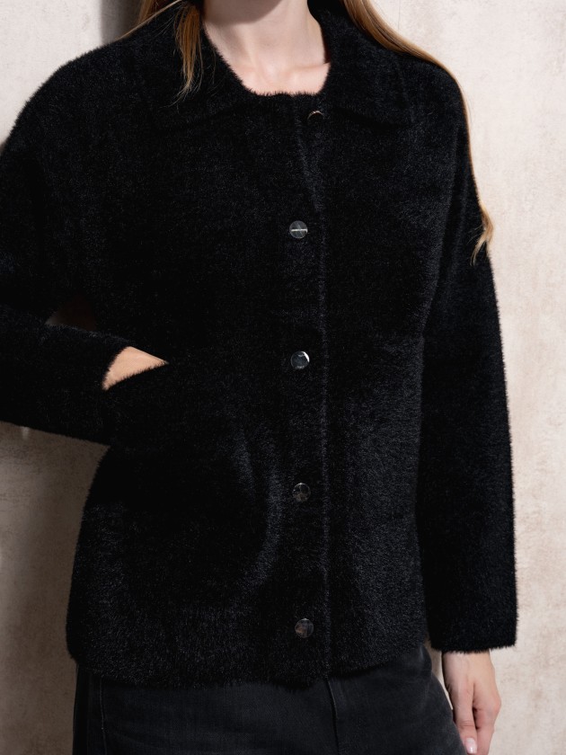 Short coat with fur effect