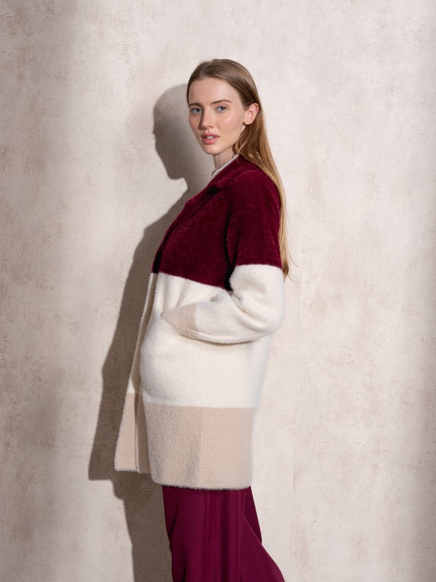 Multicolor fur effect coat