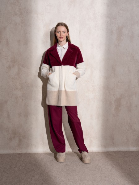 Multicolor fur effect coat