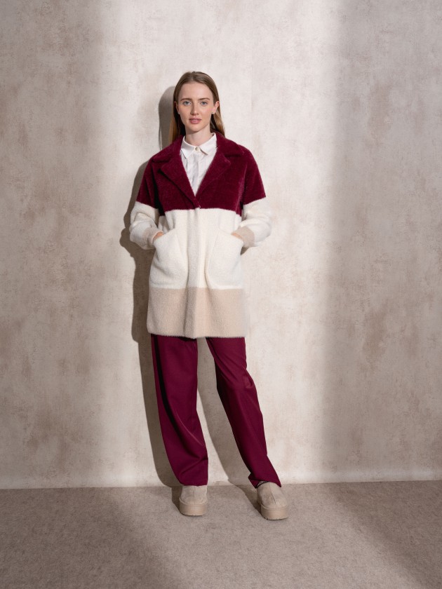 Multicolor fur effect coat