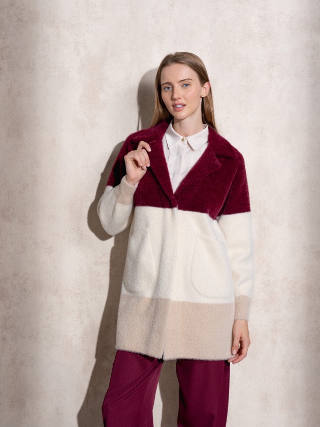 Multicolor fur effect coat