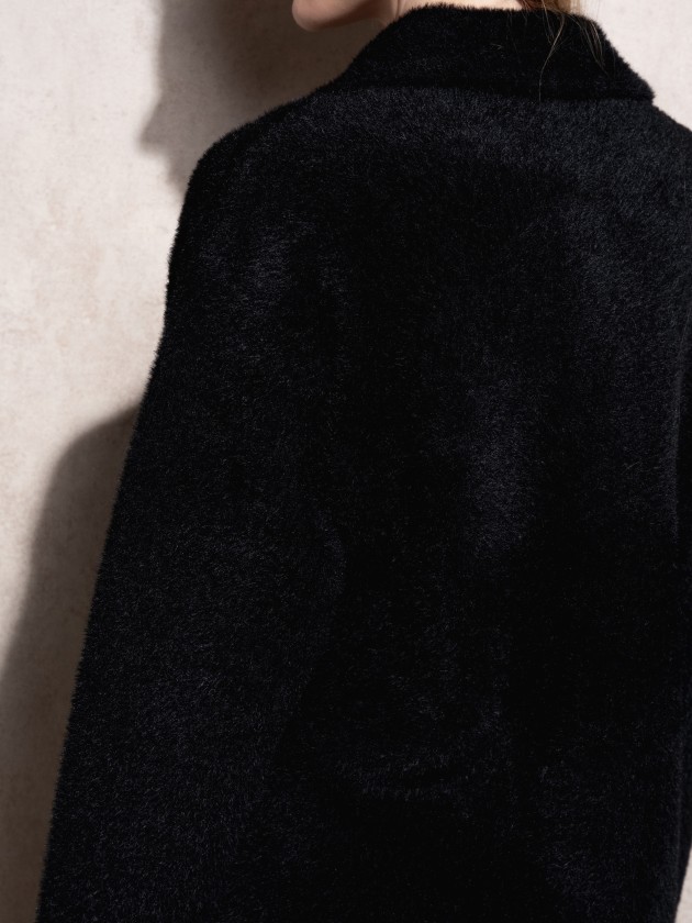 Short coat with fur effect