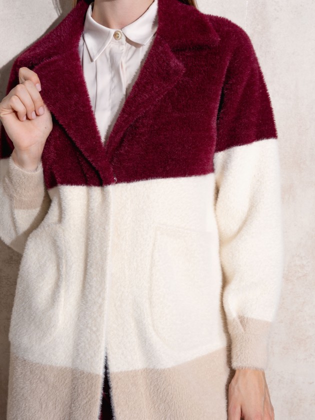 Multicolor fur effect coat