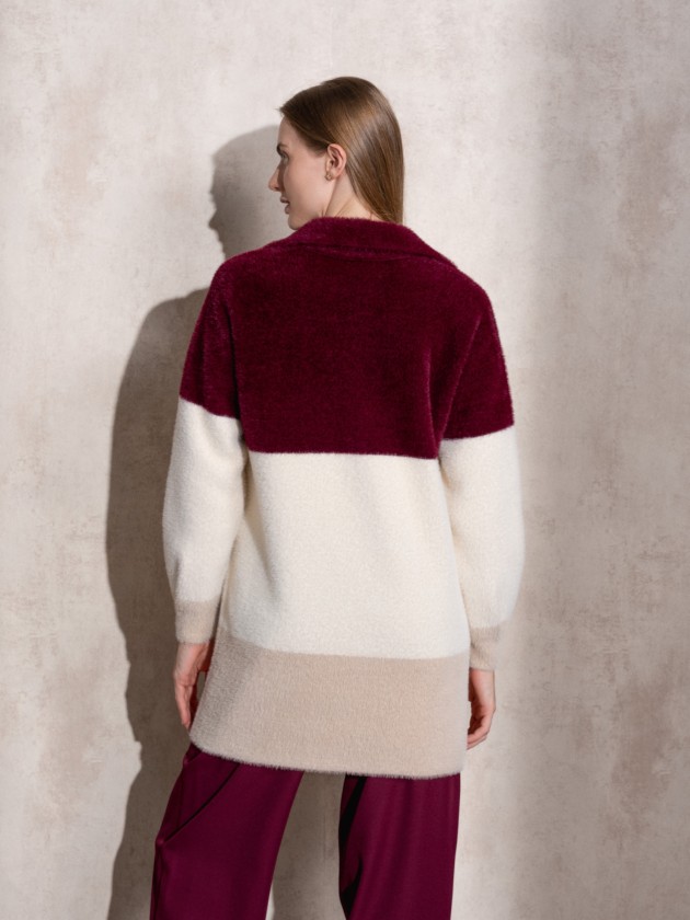 Multicolor fur effect coat