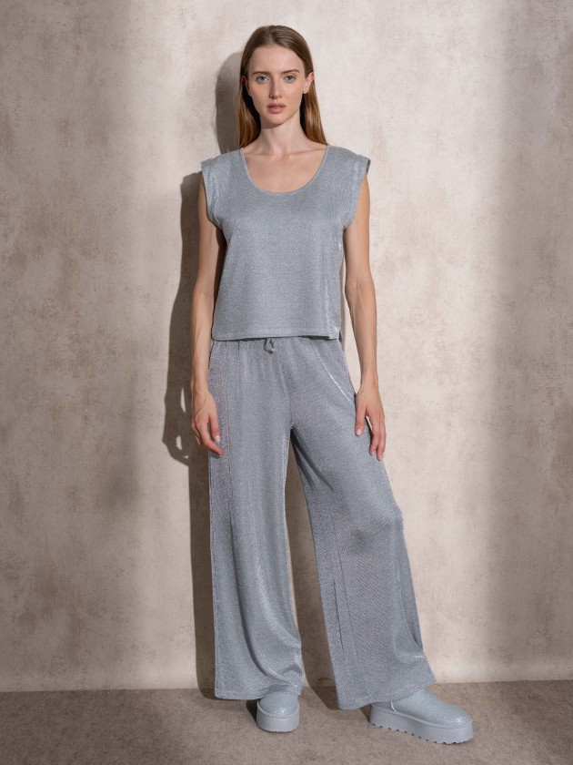 Lurex pants with ties