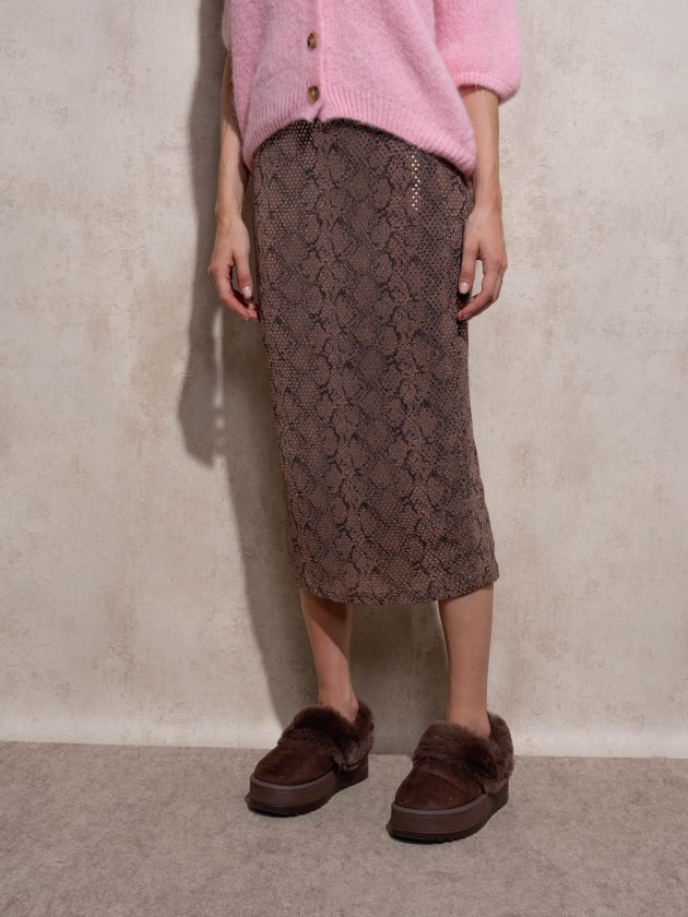 Shiny midi skirt