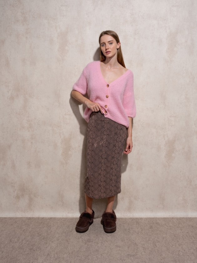 Shiny midi skirt