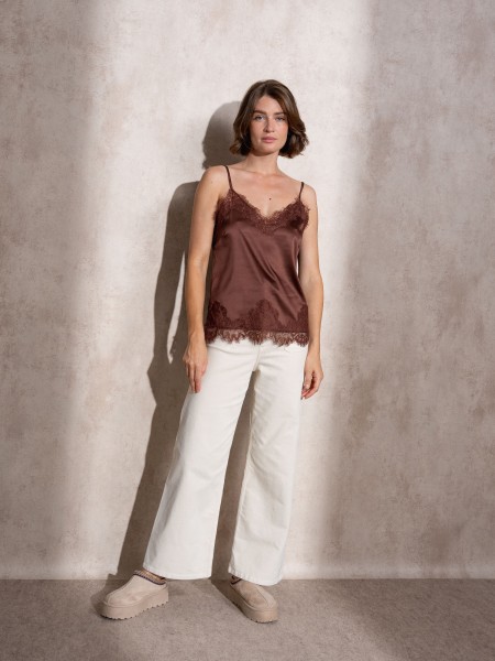 Satin top with lace