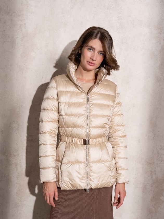 Belted padded jacket