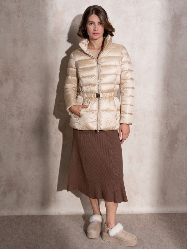 Belted padded jacket