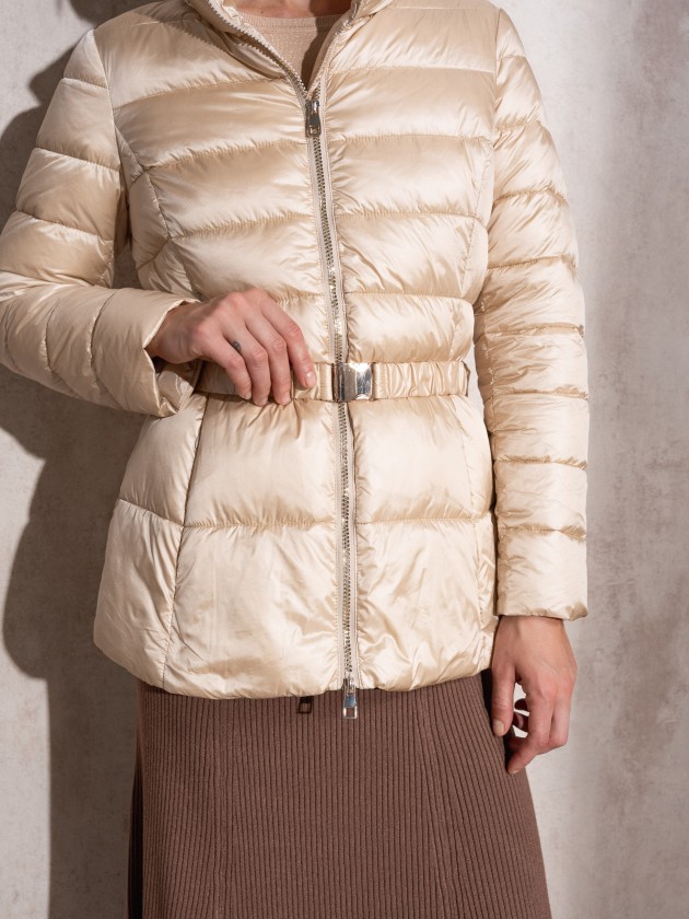 Belted padded jacket