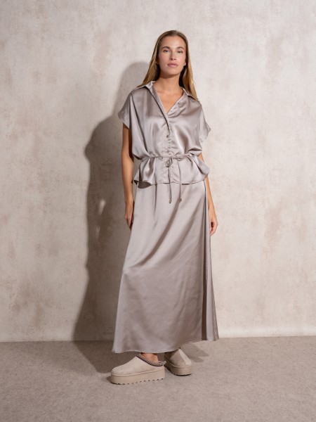 Satin shirt with belt