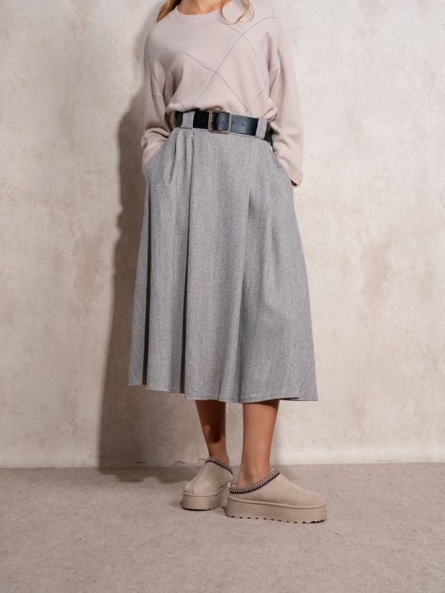 Jupe plisse avec ceinture