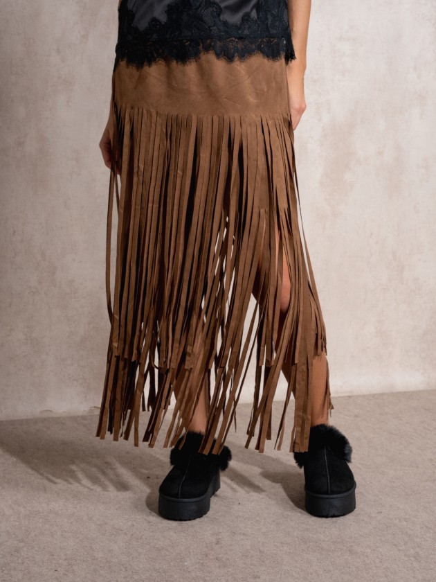 Jupe effet daim  franges