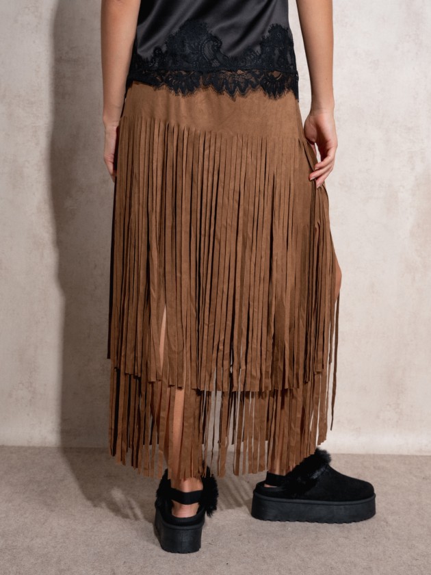 Jupe effet daim  franges
