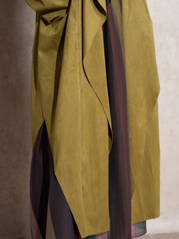 Long coat with suede effect