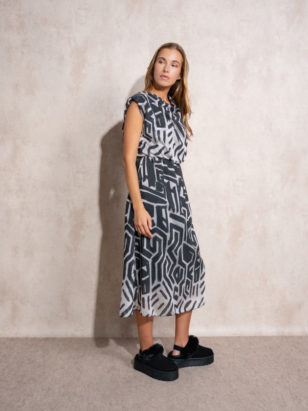 Draped printed dress