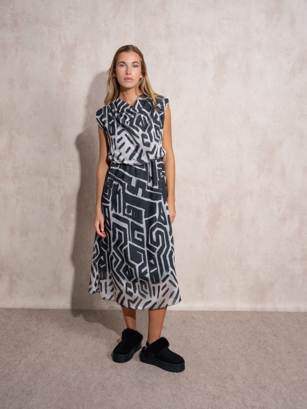 Draped printed dress